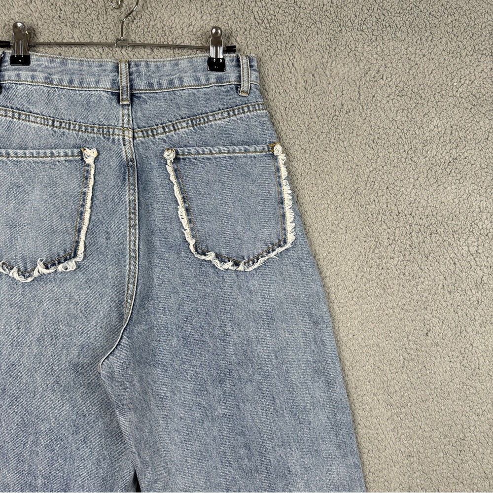 Lit E Mode Jeans Womens 26 Light Stone Wash Mom Straight Leg Relaxed High-Rise
